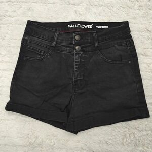 Wallflowers Black Denim Shorts Juniors Size 9 The Sassy High Rise Pinup Goth Alt